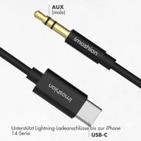 imoshion ﻿AUX-Kabel – 3,5 mm/Audio-Klinkenbuchse auf USB-C-Kabel – Stecker auf USB-C – 1 Meter – Schwarz