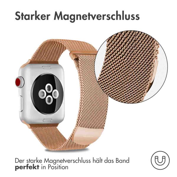 imoshion Magnetisches Milanaise Armband für das  Apple Watch Series 1 - 11 / SE / Ultra (44/45/46/49 mm) - Größe S - Rosé gold