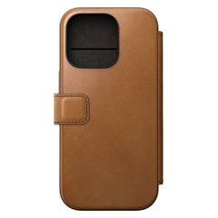 Nomad Modern Leather Folio Klapphülle für das iPhone 16 Pro - English Tan