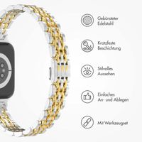 Selencia Jubilee inspiriertes schmales Edelstahlarmband für die Apple Watch Series 1 bis 9 / SE (38/40/41 mm) | Series 10 (42 mm) - Silber & Gold