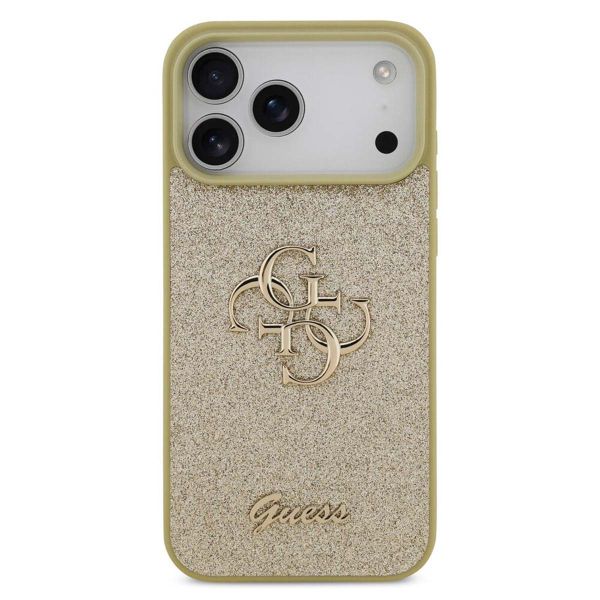 Guess 4G Metal Logo Back Cover mit Glitter Apple iPhone 17 Pro - Gold