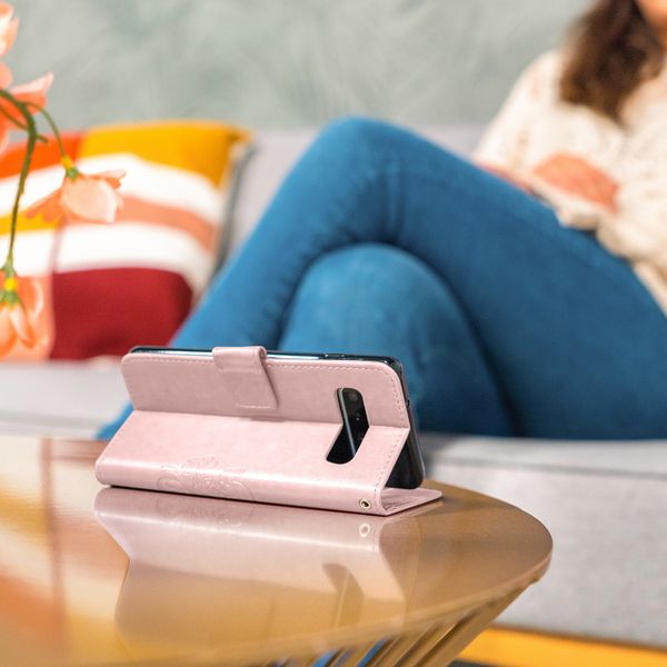 Kleeblumen Klapphülle Roségold für das Huawei Y6 (2019)