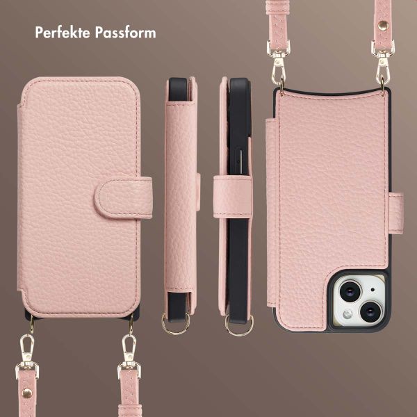 Selencia Riva Bookcase mit MagSafe und Handgelenkband Apple iPhone 15 - Old Pink