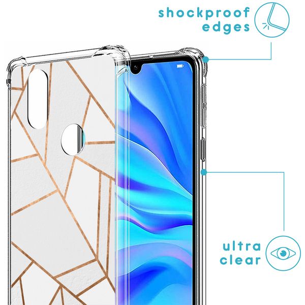 imoshion Design Hülle mit Band für das Huawei P30 Lite - White Graphic