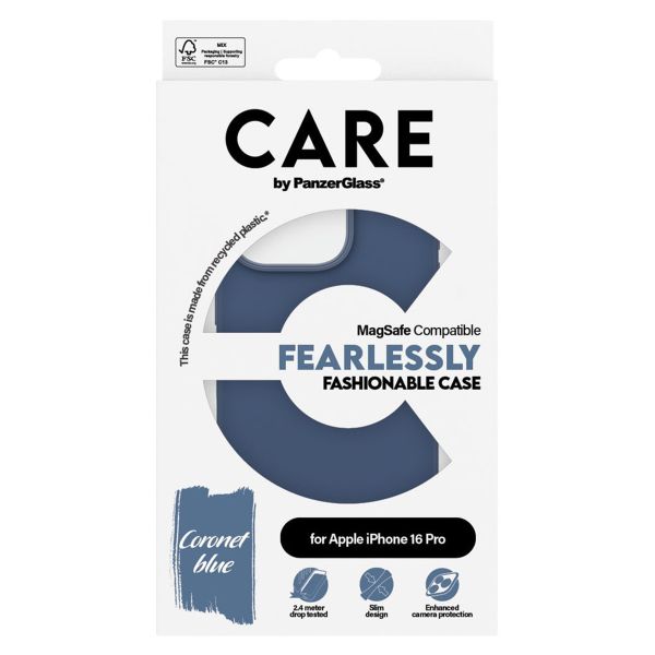 CARE by PanzerGlass Fashion Back Cover MagSafe für das iPhone 16 Pro - Blau