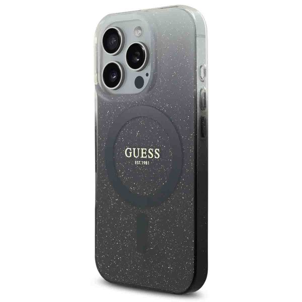 Guess MagSafe IML Glitter Gradient Case für das iPhone 16 Pro - Black