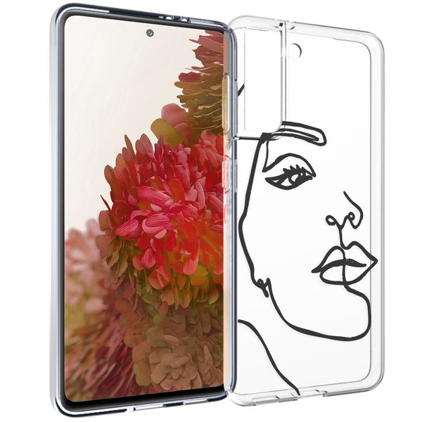 imoshion Design Hülle Galaxy S21 - Abstraktes Gesicht - Schwarz