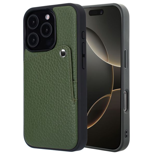 Selencia Riva Back Cover mit Kartenfach Apple iPhone 16 Pro - Sage Green