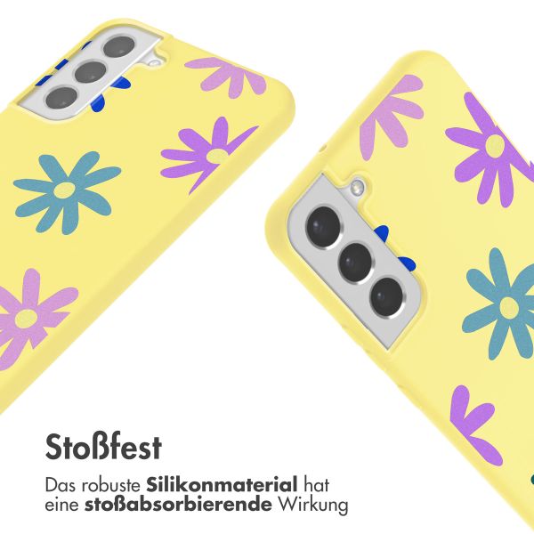 imoshion Silikonhülle design mit Band für das Samsung Galaxy S22 - Yellow Flower Distance