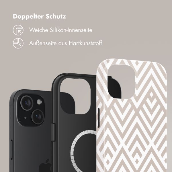 Selencia Vivid Tough Back Cover mit MagSafe für das iPhone 15 - Beige Zigzag