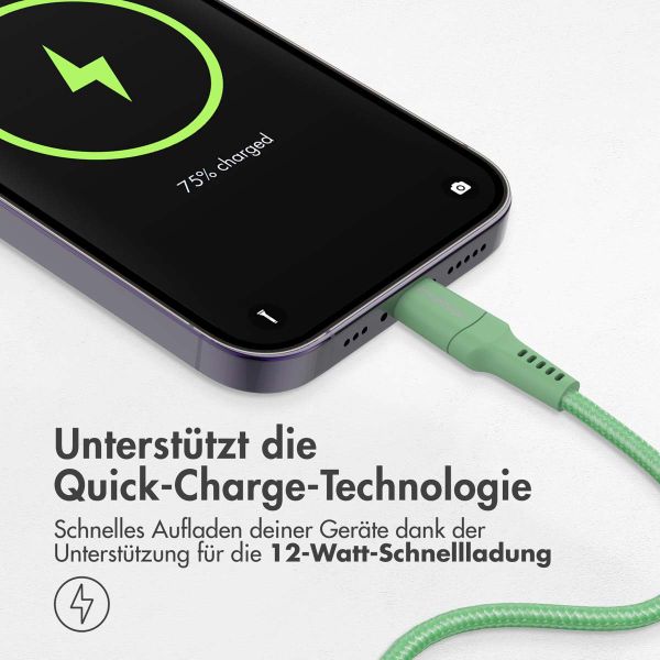 imoshion ﻿Lightning- auf USB-Kabel – nicht MFi-zertifiziert – Geflochtenes Gewebe – 1 m – Grün