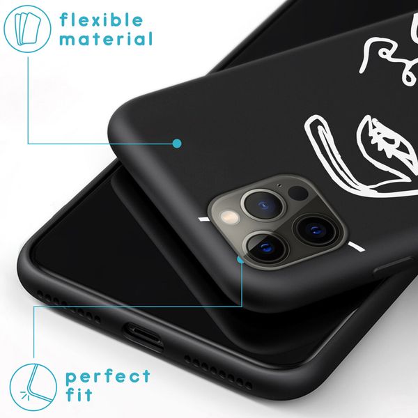 imoshion Design Hülle iPhone 12 Pro Max - Abstraktes Gesicht - Weiß