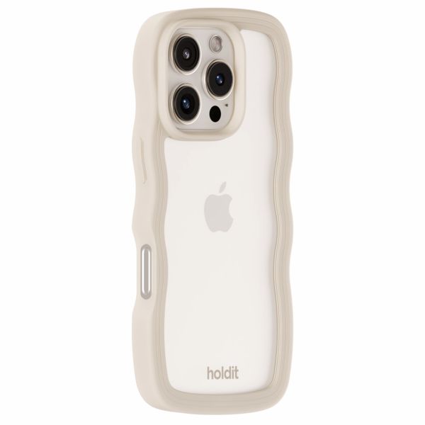 Holdit Wavy Case für das iPhone 16 Pro - Light Beige / Transparent