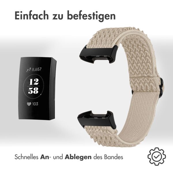 imoshion Elastisches Nylonarmband für das  Fitbit Charge 3 / 4 - Beige