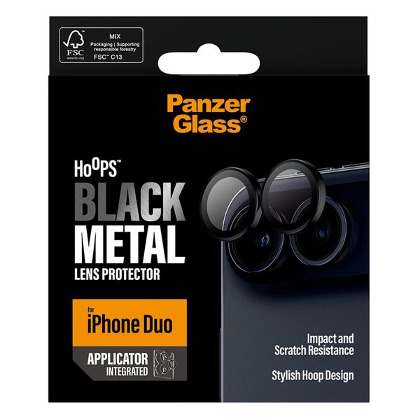 PanzerGlass Hoops Optic Rings Kameraschutz Apple iPhone Duo - Schwarz
