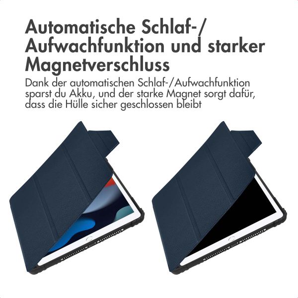 Accezz Rugged Trifold Klapphülle Apple iPad 9 (2021) 10.2 Zoll / iPad 8 (2020) 10.2 Zoll / iPad 7 (2019) 10.2 Zoll - Dunkelblau