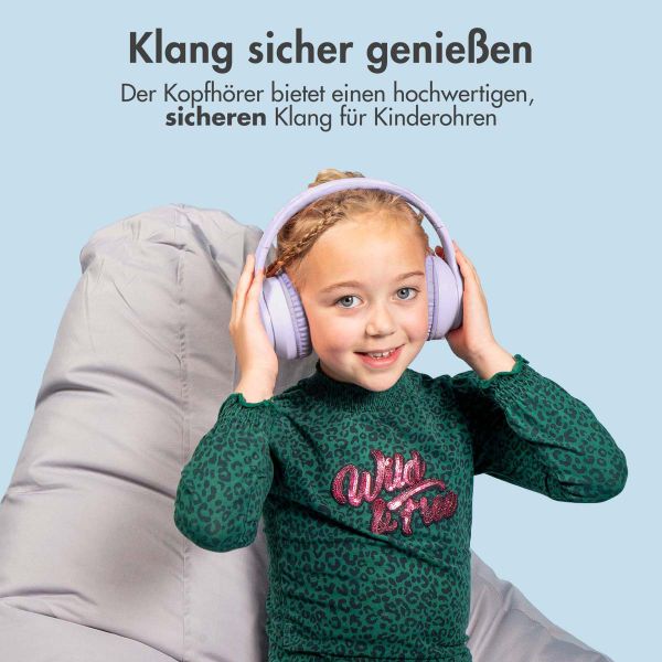 imoshion Kids LED Light Bluetooth-Kopfhörer - Kinderkopfhörer mit Dezibelbegrenzer - Kabelloser Kopfhörer + AUX-Kabel - Lavender Lilac