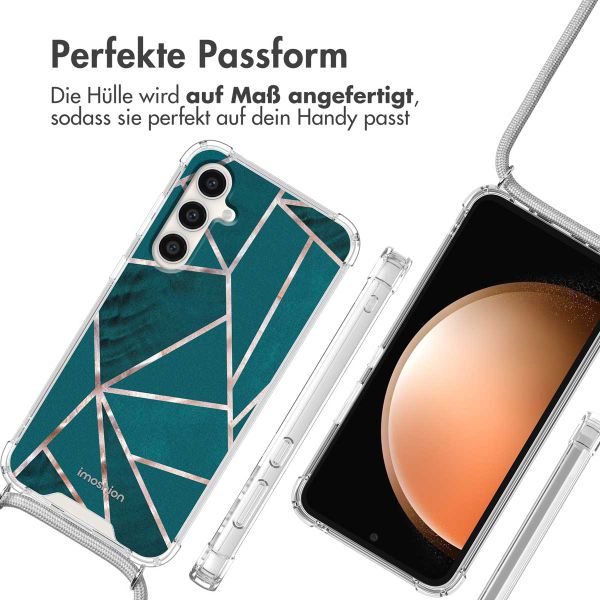imoshion Design Hülle mit Band Samsung Galaxy S23 FE - Petrol Green Graphic