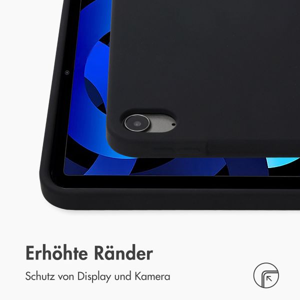 Accezz Liquid Silicone Back Cover mit Stifthalter Apple iPad Air 11 Zoll (2025) M3 / (2024) M2 / Air 5 (2022) / Air 4 (2020) - Schwarz