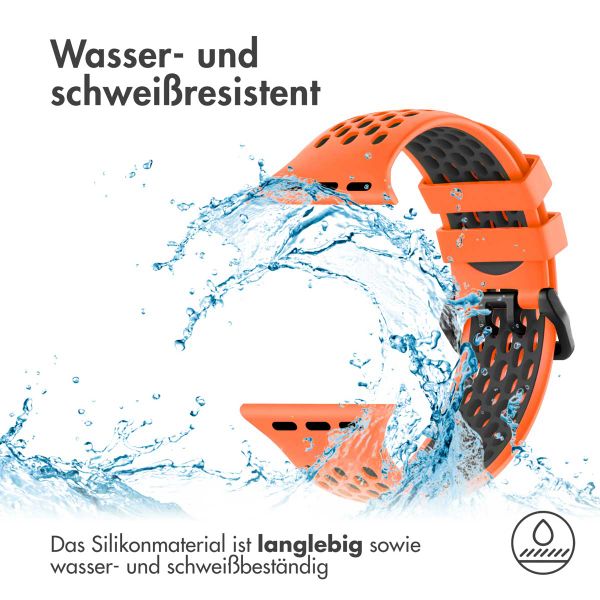 imoshion Silikonsportarmband Buckle für das Apple Watch Series 1 bis 9 / SE (38/40/41 mm) | Series 10 / 11 (42 mm) - Orange / Schwarz