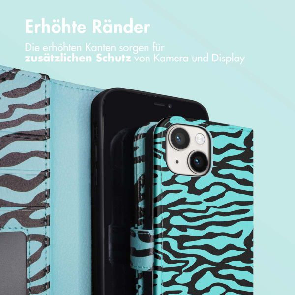 imoshion Design Klapphülle Apple iPhone 14 - Black Blue Stripes