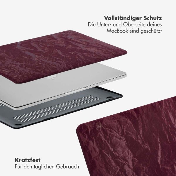 Selencia Cover mit Samtoberfläche für das MacBook Pro 13 Zoll (2020 / 2022) - A2289 / A2251 / A2338 - Dunkelrot