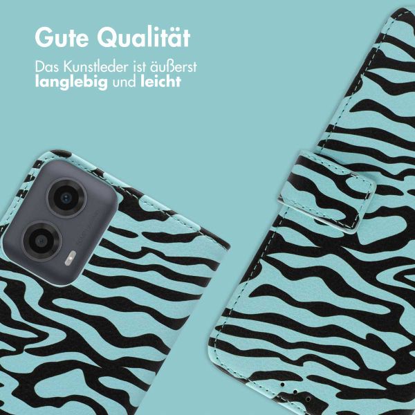 imoshion Design Klapphülle Motorola Moto G34 - Black Blue Stripes