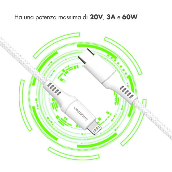 imoshion ﻿Lightning- auf USB-C-Kabel – nicht MFi-zertifiziert – Geflochtenes Gewebe – 1 m – Weiß