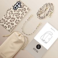 Selencia Sabi Klapphülle mit Leopardenmuster Samsung Galaxy A55 - Soft Ivory