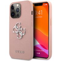 Guess 4G Metal Logo Saffiano Backcover für das iPhone 13 Pro - Rosa