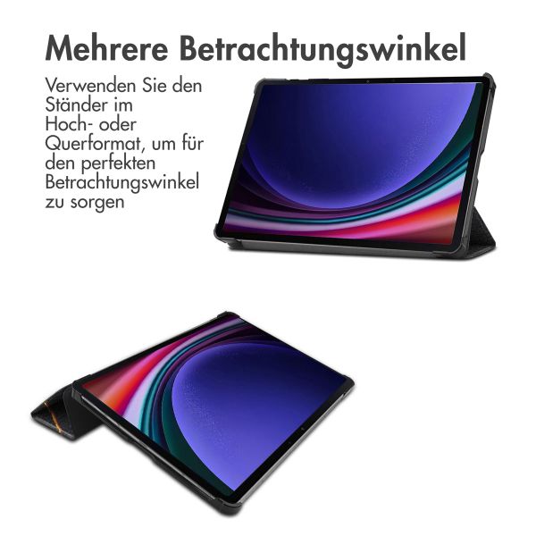 imoshion Design Trifold Klapphülle für das Samsung Galaxy Tab S9 11.0 Zoll - Black Marble