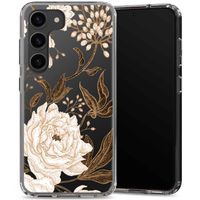 Selencia Zarya Fashion-Backcover mit zuverlässigem Schutz für das Samsung Galaxy S23 Plus - Golden Flowers