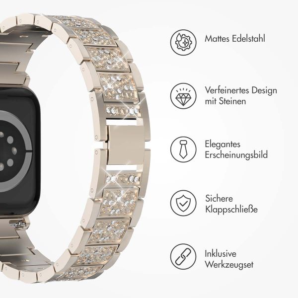 Selencia Sparkle Armband für die Apple Watch Series 1 bis 9 / SE (38/40/41 mm) | Series 10 (42 mm) - Champagnergold