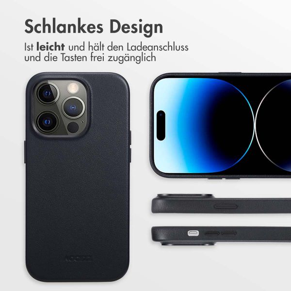 Accezz MagSafe Leather Backcover für das Apple iPhone 14 Pro - Onyx Black