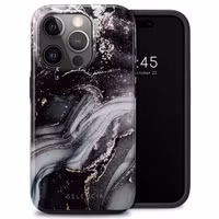 Selencia Vivid Tough Back Cover für das Apple iPhone 15 Pro - Chic Marble Black
