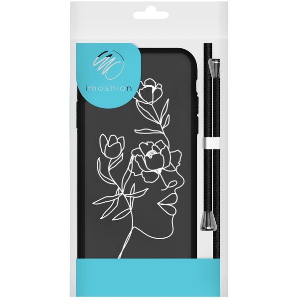 imoshion Design Hülle mit Band für das Samsung Galaxy A71 - Woman Flower Black