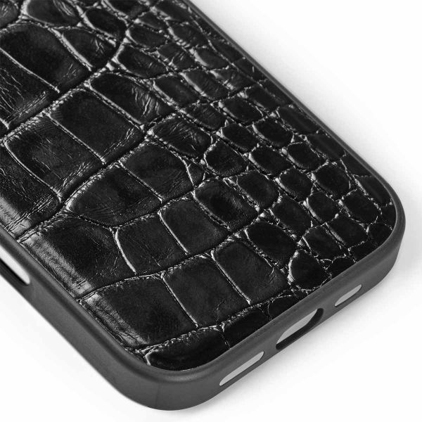 iDeal of Sweden Vegan Leather Back Cover für das iPhone 16 Pro Max - Black Croco