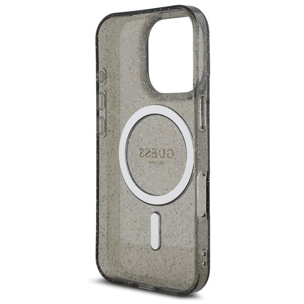 Guess MagSafe IML Glitter Case mit Beads Strap Apple iPhone 16 Pro - Schwarz