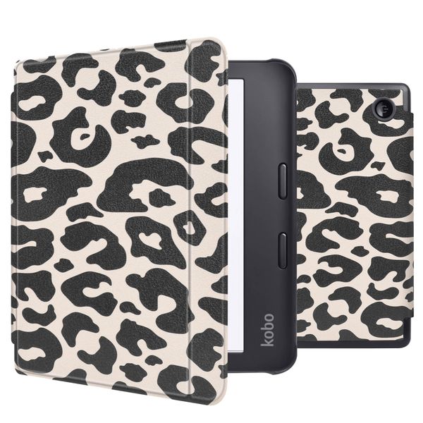 imoshion Design Slim Hard Case Sleepcover mit Stand Kobo Libra 2 / Tolino Vision 6 - Leopard