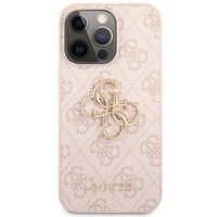 Guess 4G Metal Logo Back Cover Apple iPhone 13 Pro - Roze & Goud / Pink & Gold