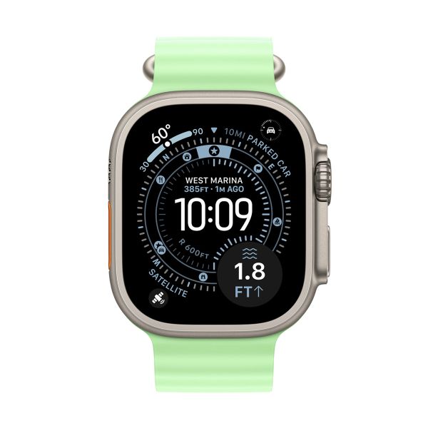 Apple Ocean Armand für das  Apple Watch Series 1 t/m 11 / SE / Ultra (44/45/46/49 mm) - Neon / Green Natural Titanium