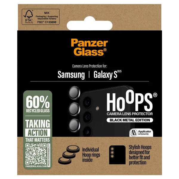 PanzerGlass Kameraprotektor Hoop Optic Rings für das Samsung Galaxy S25 - Schwarz