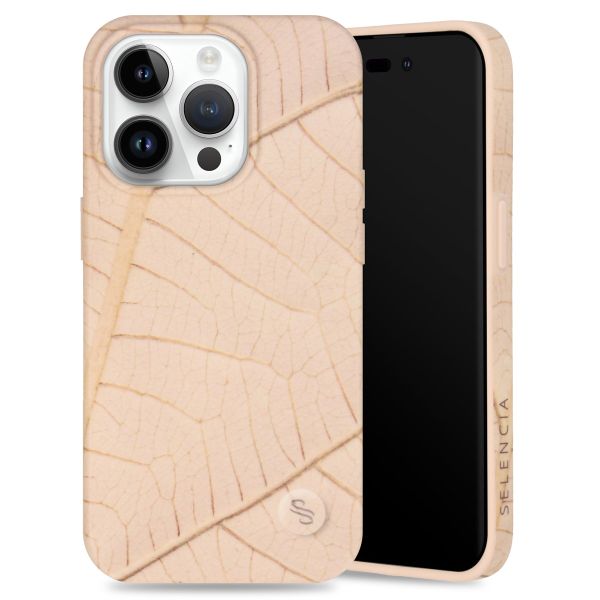 Selencia Aurora Fashion Back Case für das iPhone 14 Pro - ﻿Strapazierfähige Hülle - 100 % recycelt - Earth Leaf Beige