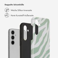 Selencia Vivid Tough Back Cover für das Samsung Galaxy A55 - Colorful Zebra Sage Green