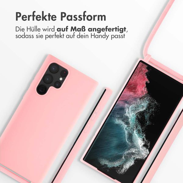 imoshion Silikonhülle mit Band für das Samsung Galaxy S22 Ultra - Rosa