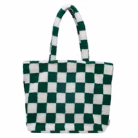 Selencia Zaya Tote Bag - Teddy Laptoptasche 16 Zoll - Checkered Green