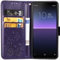 Kleeblumen Klapphülle Violett für das Sony Xperia 10 II