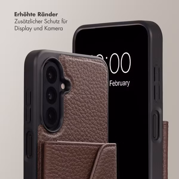 Selencia Sera HandyHülle mit Kordel und Umschlag-Kartenhalter Samsung Galaxy A18 / A17 / A26 - Chocolate Brown