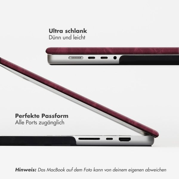 Selencia Cover mit Samtoberfläche Apple MacBook Air 13 Zoll (2022 / 2024 M3 chip / 2025 M4 chip) - Dunkelrot