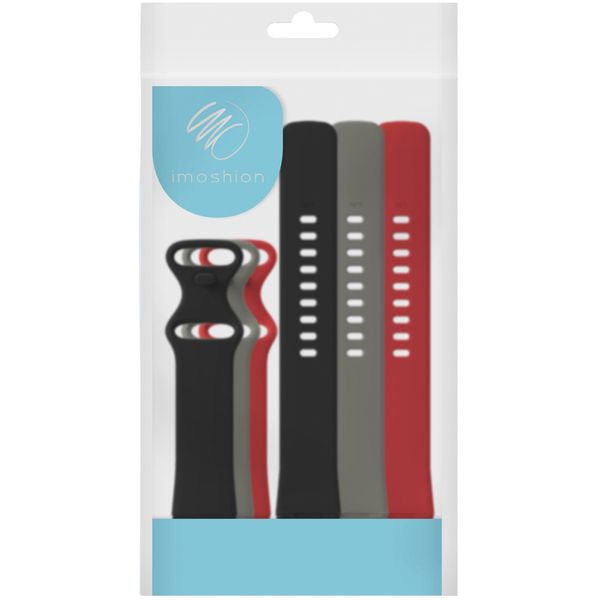 imoshion Silikonband Multipack für die Fitbit Versa 4 / 3 / Sense (2) - Schwarz / Grau / Rot